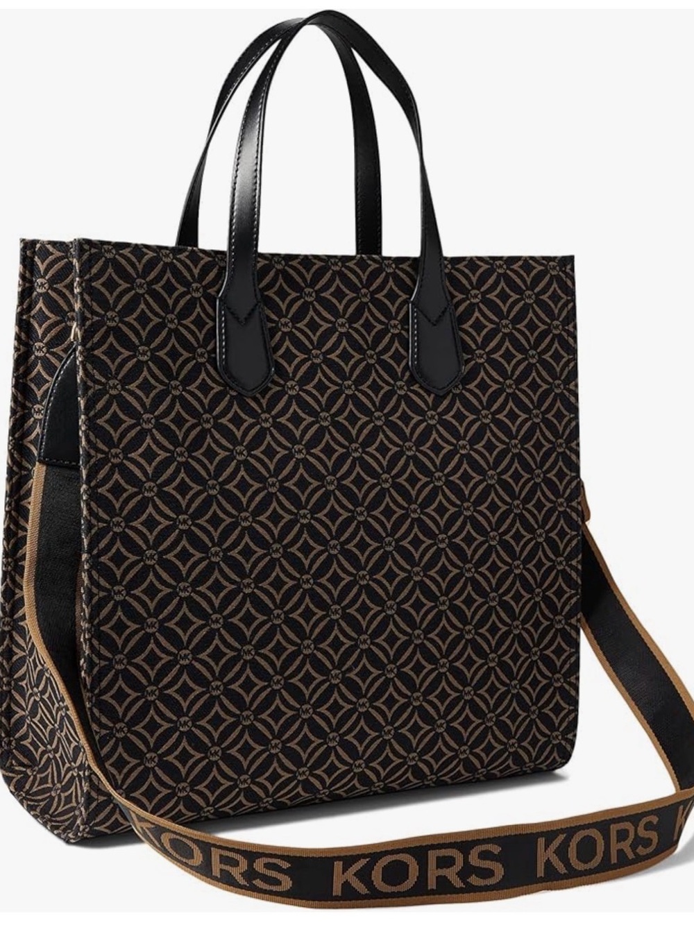 Michael Kors Kempner Brown and Black Signature satchel with Gold Hardware - Picture 2 of 8